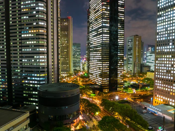 Evening falls on Shinjuku, Tokyo, Japan